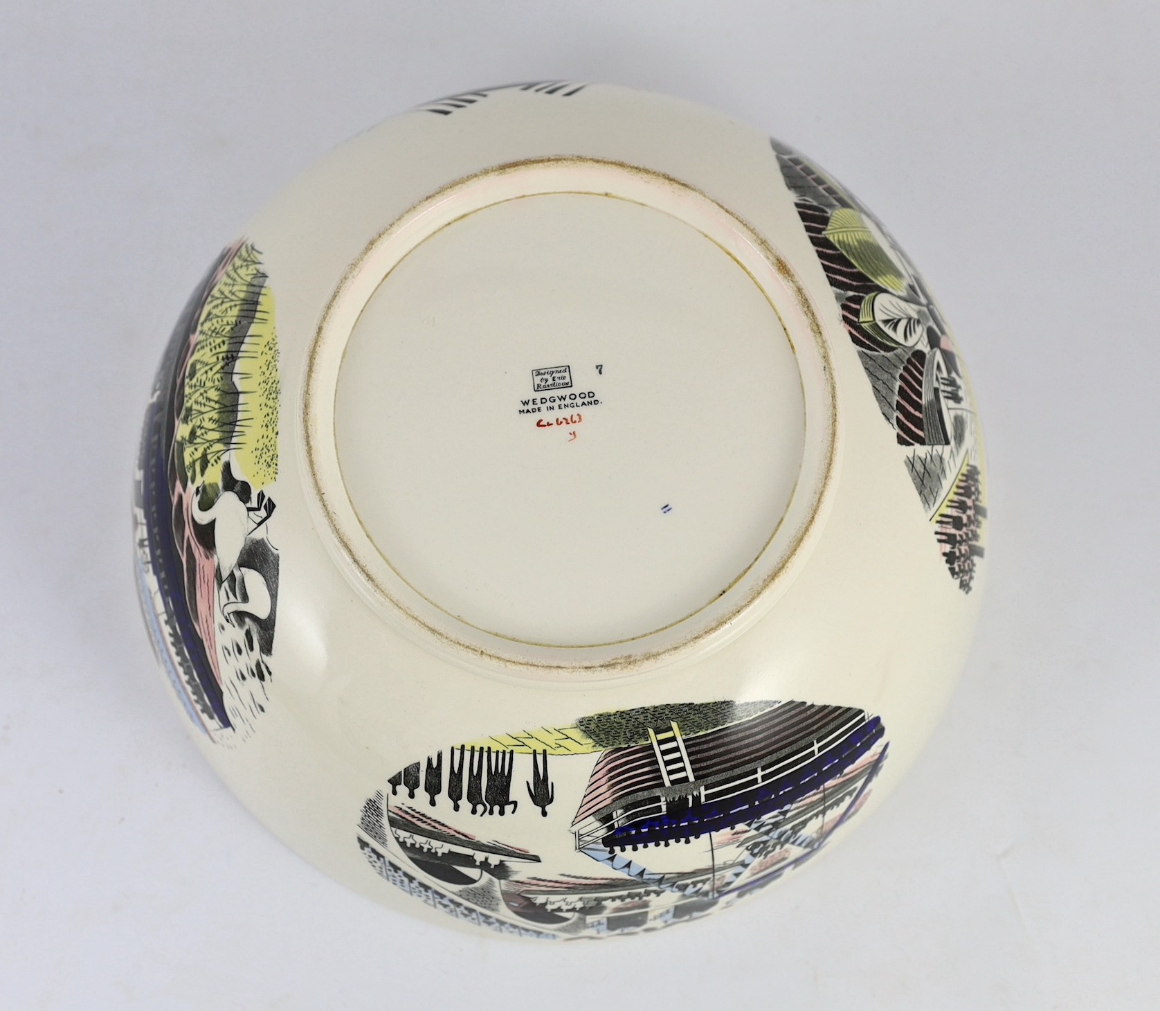 Eric Ravilious (1903-1942) for Wedgwood, a 'Boat Race' large bowl, c.1938, 30cm diameter